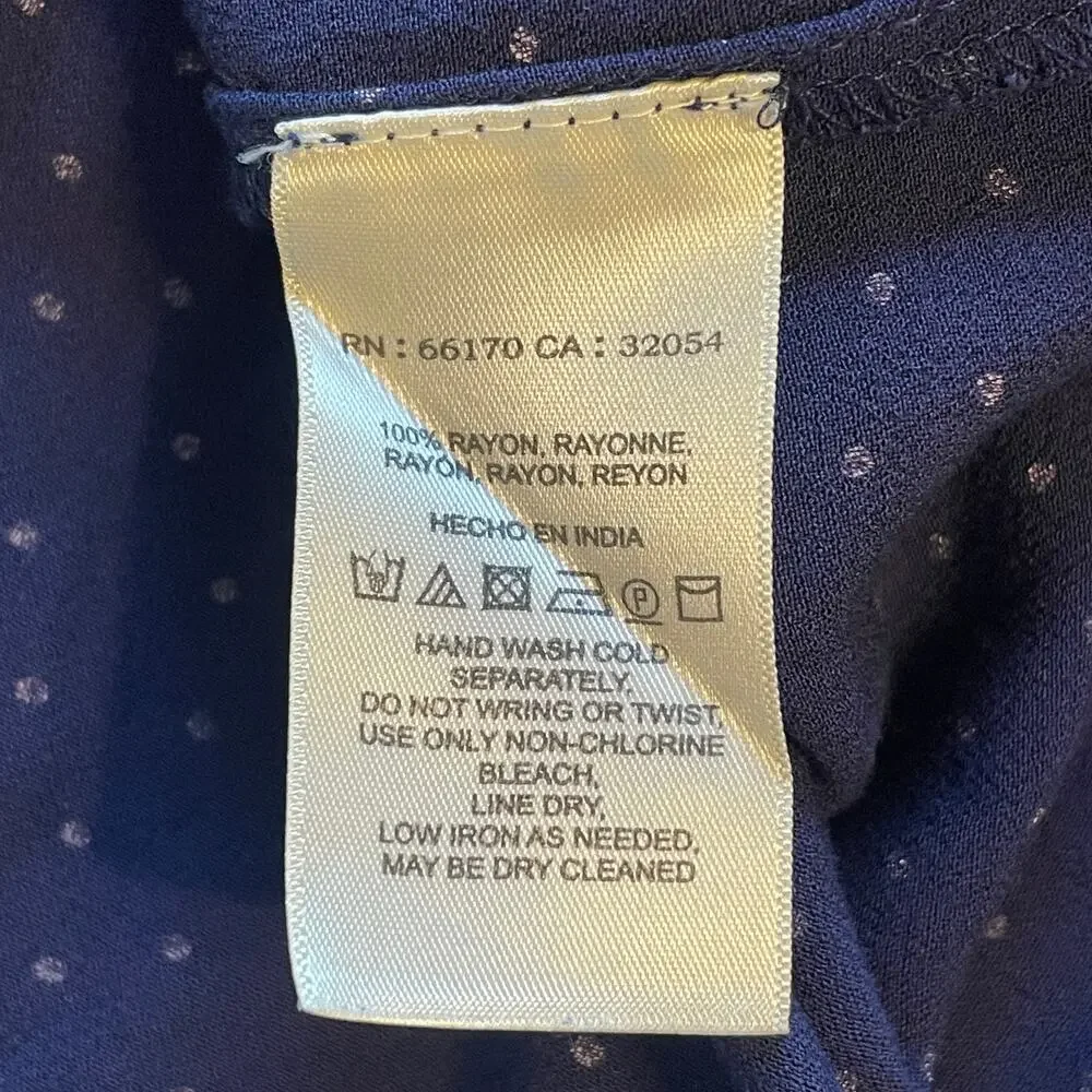 Maeve by Anthropologie Pernille Top Womens Small Navy Polka Dot V-Neck Blouse - Picture 6 of 8